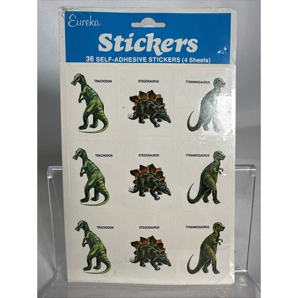 Eureka Dinosaur Stickers Paper Magic Group Brontosaurus Triceratops Tyrannosauru - Picture 1 of 2